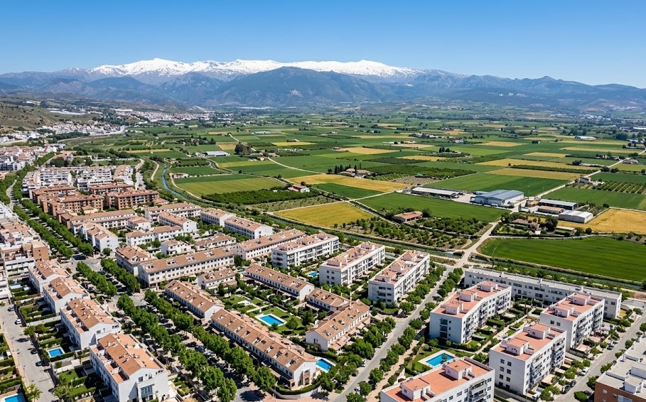 Vista residencial del Barrio de Monachil en Granada